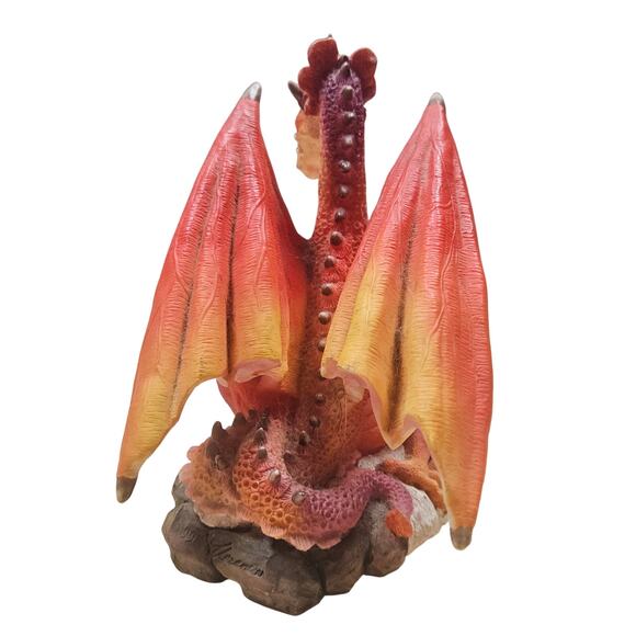 Summit Series Fantasy Pink Red Dragon Holding Crystal Orb Resin Figurine Statue - Picture 4 of 7